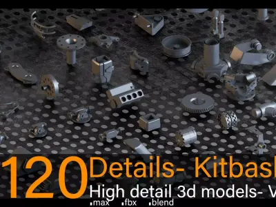 120-Hard surface details-Kitbash- Vol 03 3D model
