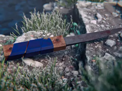 Old scratched knife Free low-poly 3D model