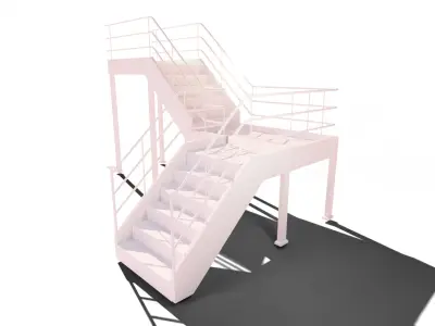 Catwalk Staircase and Ladder in Cage Low-poly 3D model