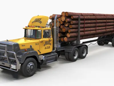 SuperLiner log truck Low-poly 3D model