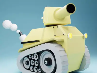 Tank Yellow Low-poly 3D model