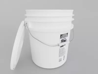 4 in 1 Detailed Plastic Bucket with Lid 5 gallon Low-poly 3D model