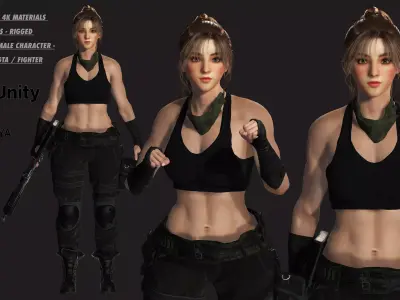 AAA 3D REALISTIC FEMALE CHARACTER -  SHOOTER MILITARY GTA 03 Low-poly 3D model