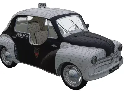 Renault 4CV Police car Low-poly 3D model