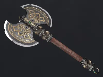 Dwarf battle axe Low-poly 3D model