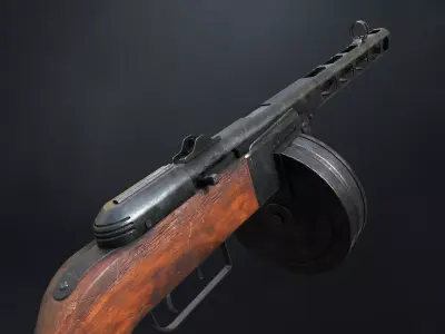 PPSh-41 Submachine Gun Low-poly 3D model purchase