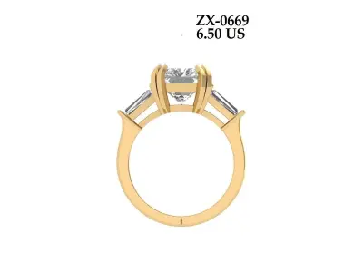 Asscher Solitair Ring 3D print model buy
