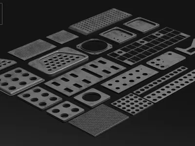 22 Hard Surface  SUB-D Perforated Panel Elements  3D model