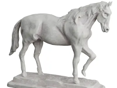 horse statue in two colors Low-poly 3D model