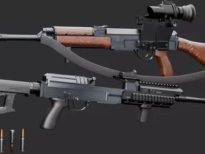 vz58 Sporter Semi Auto Rifle Low-poly 3D model