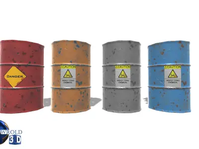 lowpoly metallic barrel 3d model Low-poly 3D model