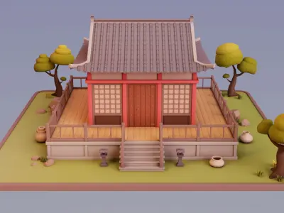 Stylized Chinese House 03 Low-poly 3D model