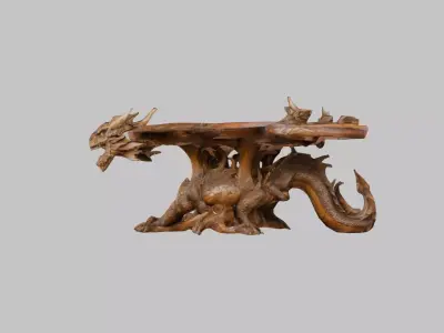 Medieval Dragon wooden Carved Table Low-poly 3D model
