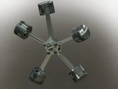 Radial Engine sub assembly Free 3D model