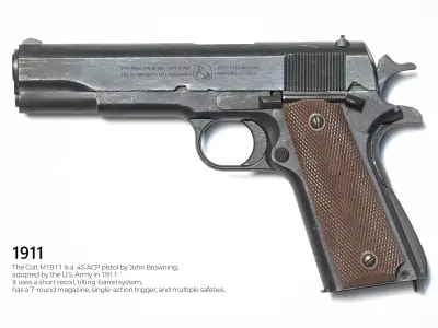 1911 AAA  pistol Low-poly 3D model