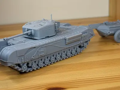 Churchill Crocodile with trailer - UK - WW2 and Korean War 3D print model