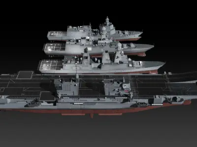 Modern Italian Navy Warships 3D Model Collection