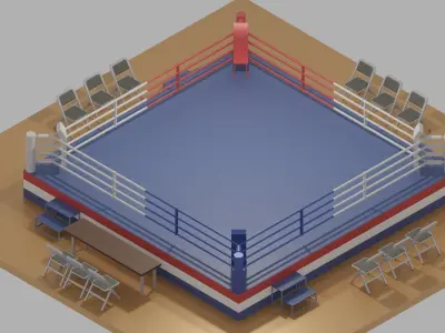 Low Poly Cartoon Boxing Ring 3D model