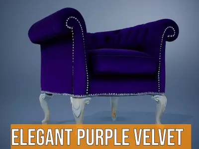 Elegant Purple Velvet Armchair model pack Low-poly 3D model