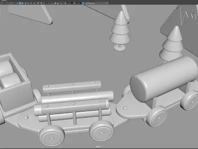 Cartoon Toy Train   Stylized 3D Model Low-poly 3D model
