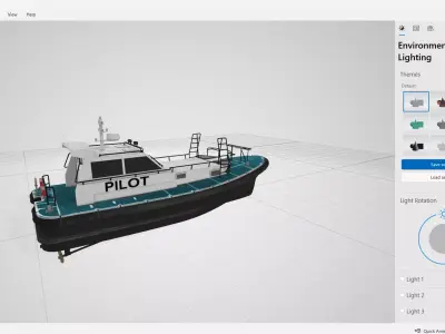 Work boat Pilot boat 1200 Low-poly 3D model