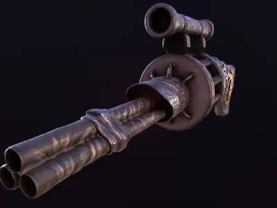Steampunk stylize sniper 3D model