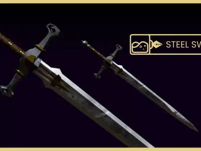 Steel Sword Low-poly 3D model