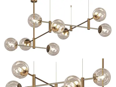 Chandelier With Glass Shades On GAP Rods  3D model