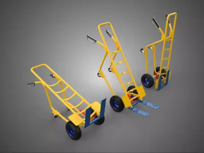 FOUR 4 WHEELER HAND TRUCK CASTER CART FORK DOLLIES STANDING TILT 3D model