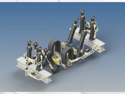 clamping Hydraulic mechanism system 3D model