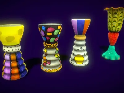 Colection Cander Cups Low-poly 3D model