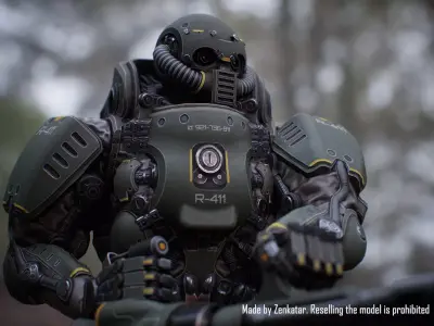 Realistic Heavy Armored Military Robot Unreal Engine Unity Low-poly 3D model