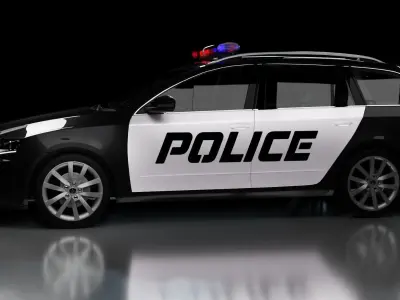 Police Skoda Octavia Low-poly 3D model