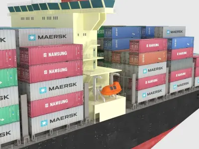 Container Ship Lowpoly Low-poly 3D model