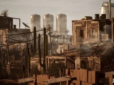 Modular Post Apocalyptic Desert Environment Low-poly 3D model