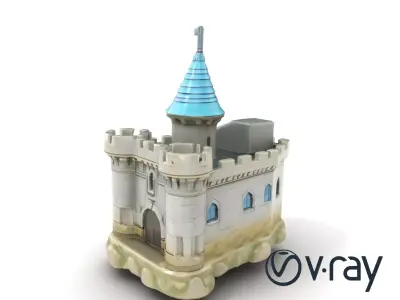 Underwater Castle Turret Stone model pack Low-poly 3D model