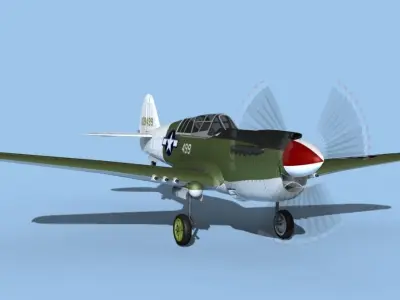 Curtiss P-40N Warhawk V02 USAAF  3D model