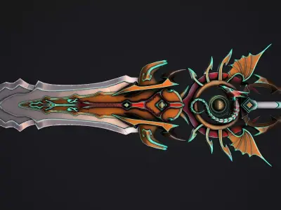 Fantasy Sword 11 Stylized game ready 3d model Low-poly 3D model
