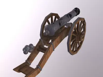 Cannon Low-poly 3D model 17