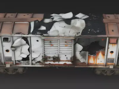 Realistic Full Rusted Freight Car 3D Model Low-poly 3D model