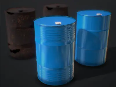 Metal Oil Barrels - 2 Types  2 Materials  3D model