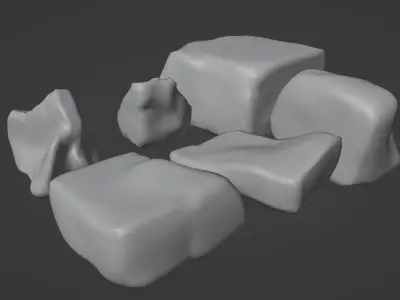 Brick Pieces  Low-poly 3D model