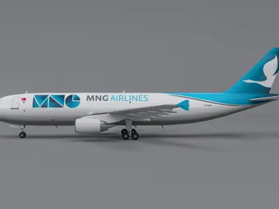 MNG Airlines Cargo Aircraft Airbus A300-600F Low-poly 3D model