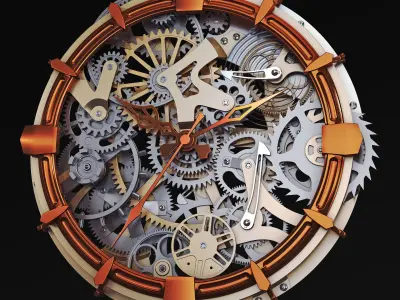 Clock Mechanism With Gears v 2 3D model