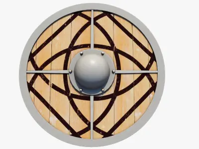 Wooden shield Low-poly 3D model 8