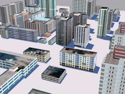 Buildings City building industrial park commercial housing 3D model V6