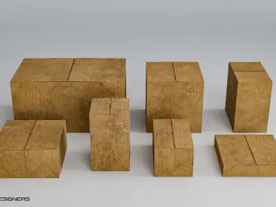 Cardboard Box Low-poly 3D model 3