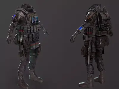 LOWPOLY-AAA MILITARY OUTFIT- GAME READY Low-poly 3D model