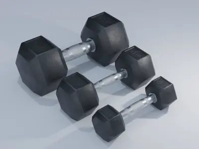 Dumbbells 4K and 2K Textures Low-poly 3D model