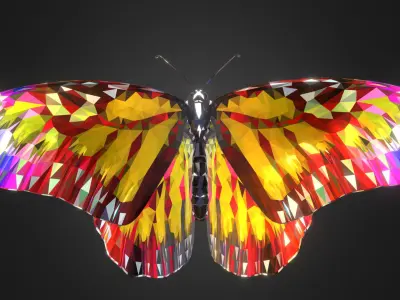 Batterfly Yellow Low Polygon Art Insect Low-poly 3D model